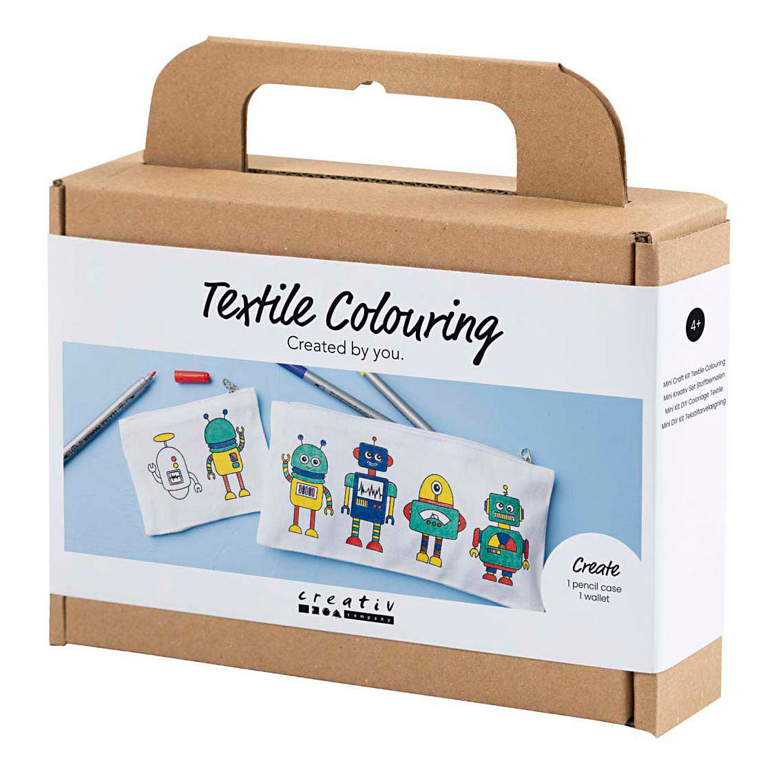 Creativ company mini hobby set décoration textile, robot, couleurs primaires, 1 boîte