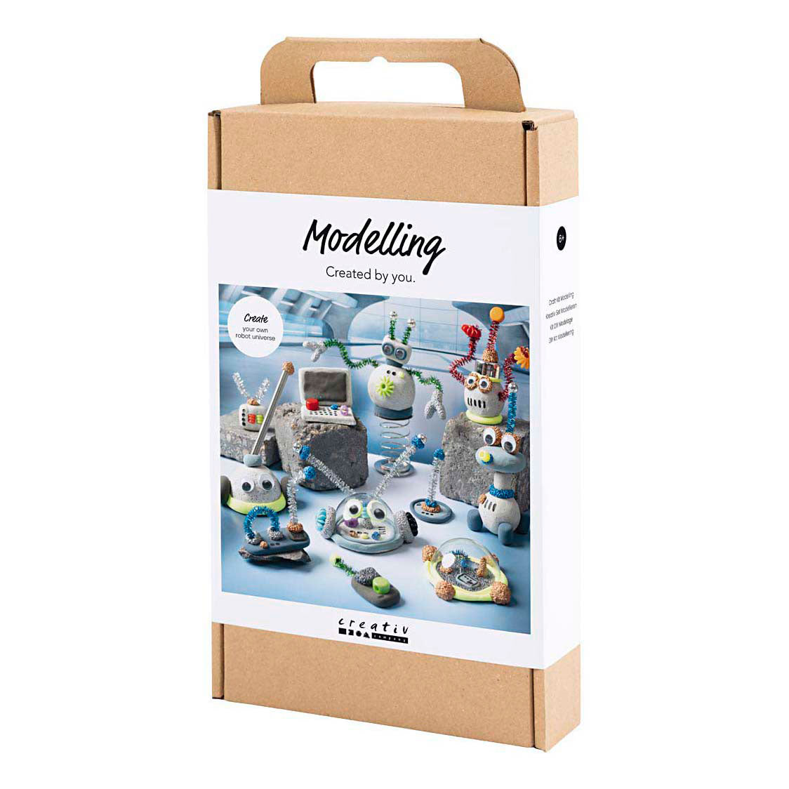 Creativ company hobby set modelage, robot, bleu, gris, rouge, argenté, 1 boîte