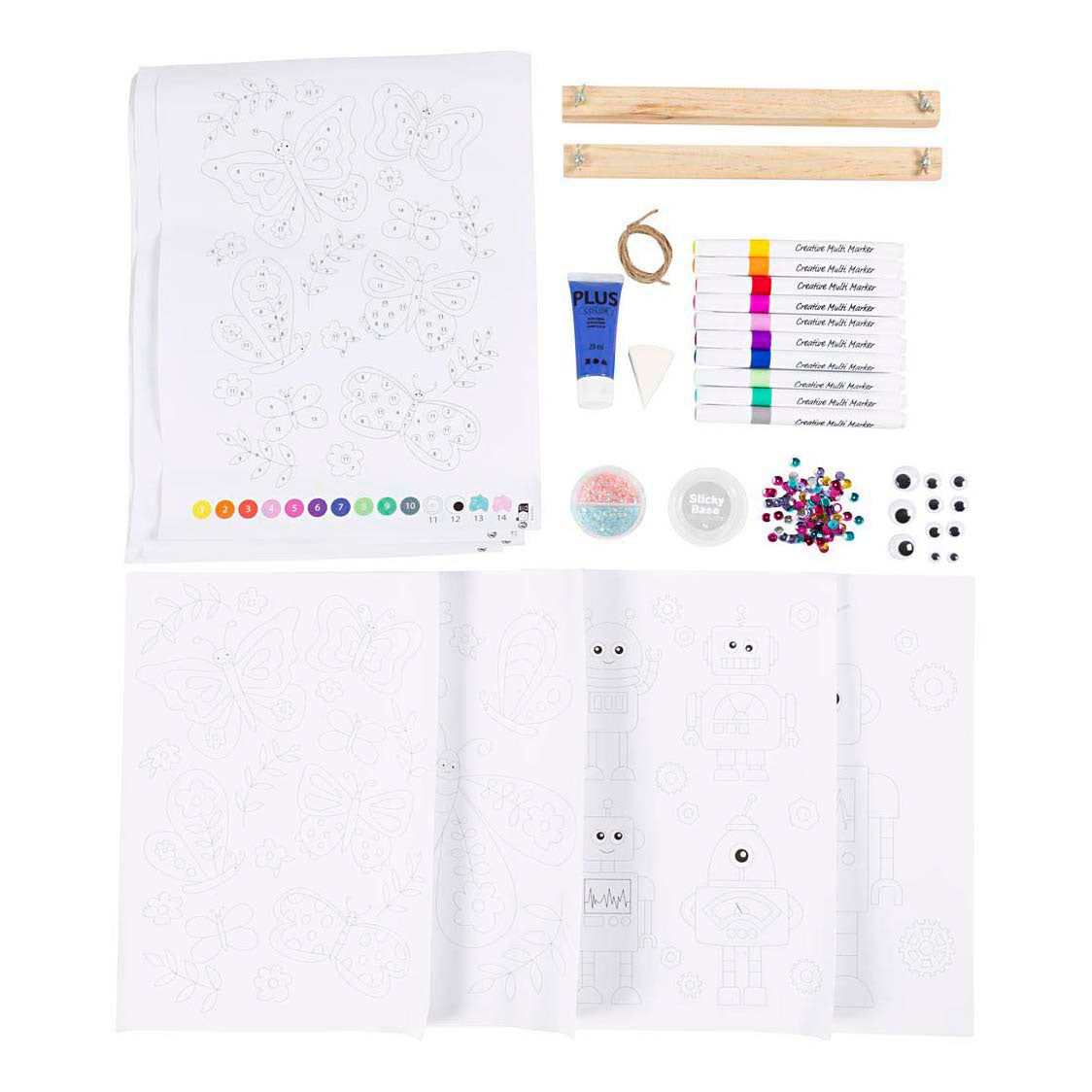 Creativ company hobby set couleurs, papillon et robot, couleurs gaies, 1 boîte