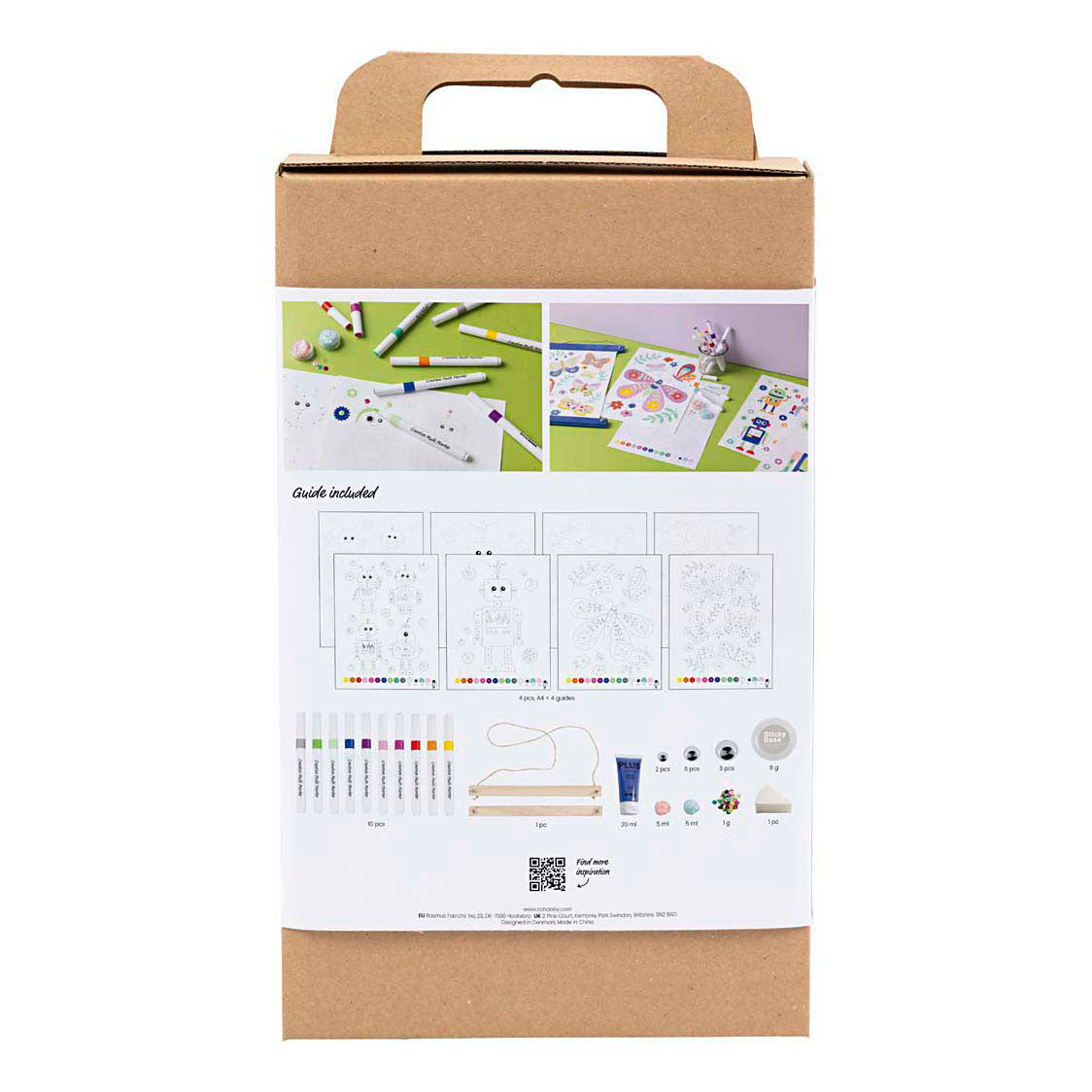 Creativ company hobby set couleurs, papillon et robot, couleurs gaies, 1 boîte