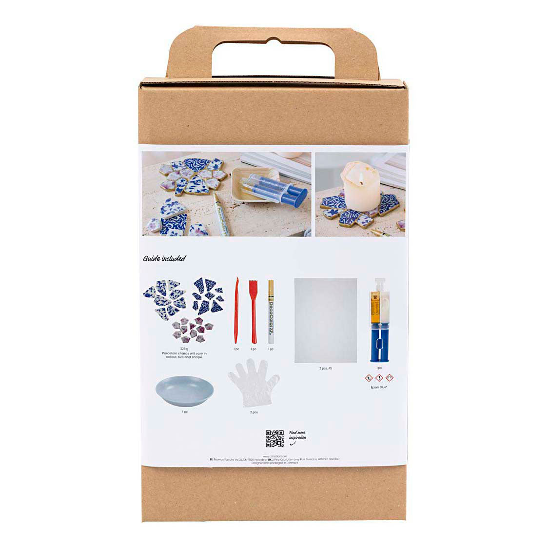 Creativ company hobby set kintsugi, dessous de verre, bleu, or, rouge clair, blanc, 1 boîte