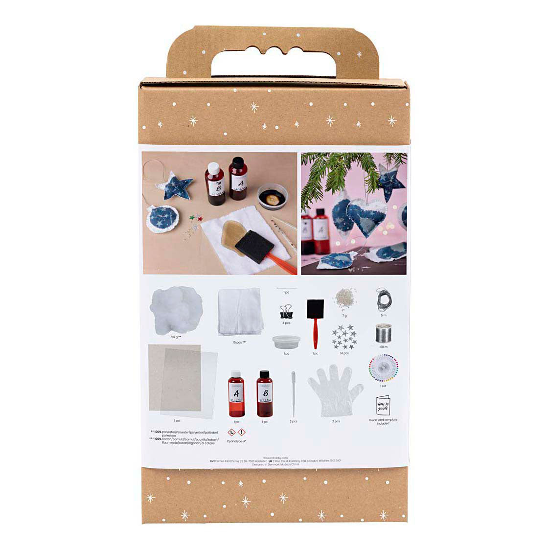 Creativ company hobby set cyanotype, décorations de Noël avec cyanotype, bleu, argent, 1 boîte