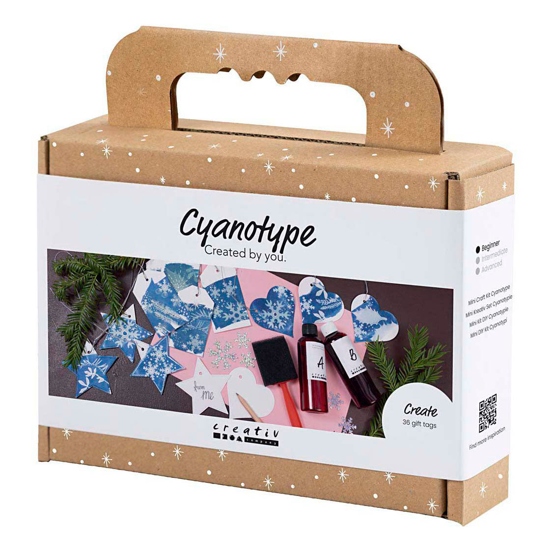 Creativ company mini hobby set cyanotype, étiquettes cadeaux, bleu, argent, 1 boîte