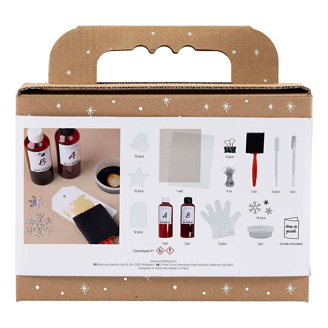 Creativ company mini hobby set cyanotype, étiquettes cadeaux, bleu, argent, 1 boîte