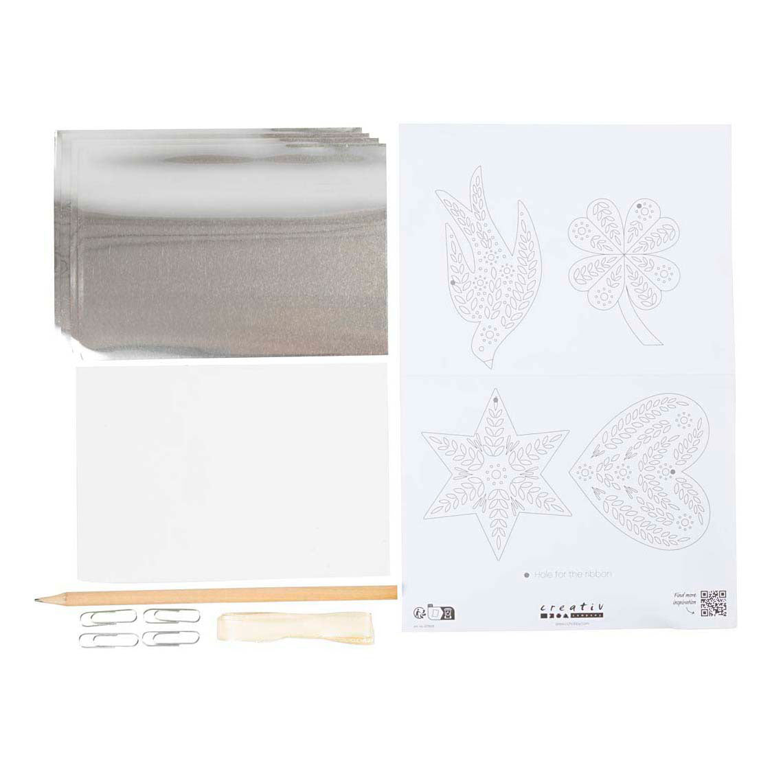 Creativ company mini hobby set décoration, décoration de Noël, métal argenté, 1 boîte