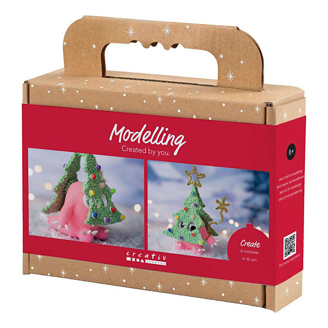 Creativ company mini kit de loisirs pour sculpter, monstre d'arbre de Noël, différentes couleurs, 1 boîte