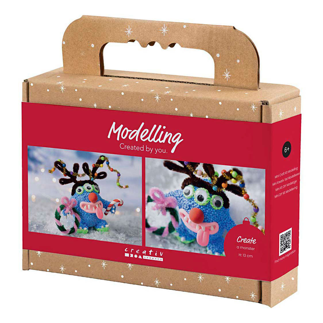 Creativ company mini kit de loisirs pour sculpture, monstre de renne, différentes couleurs, 1 boîte