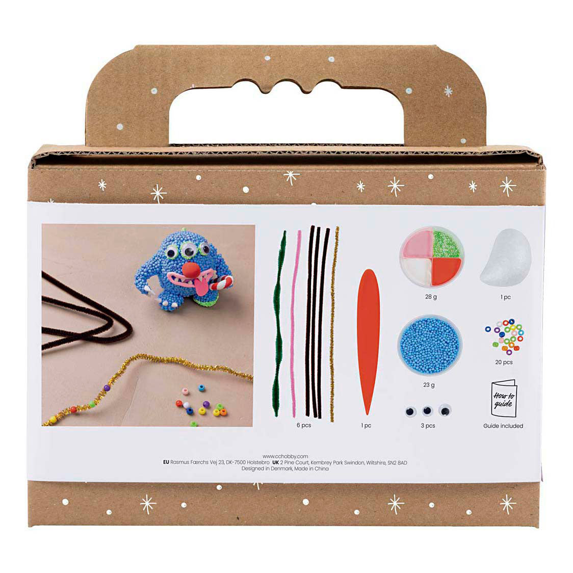 Creativ company mini kit de loisirs pour sculpture, monstre de renne, différentes couleurs, 1 boîte