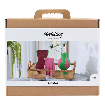 Creativ company maxi kit de modélisme, vases en papier mâché, différentes couleurs, 1 boîte