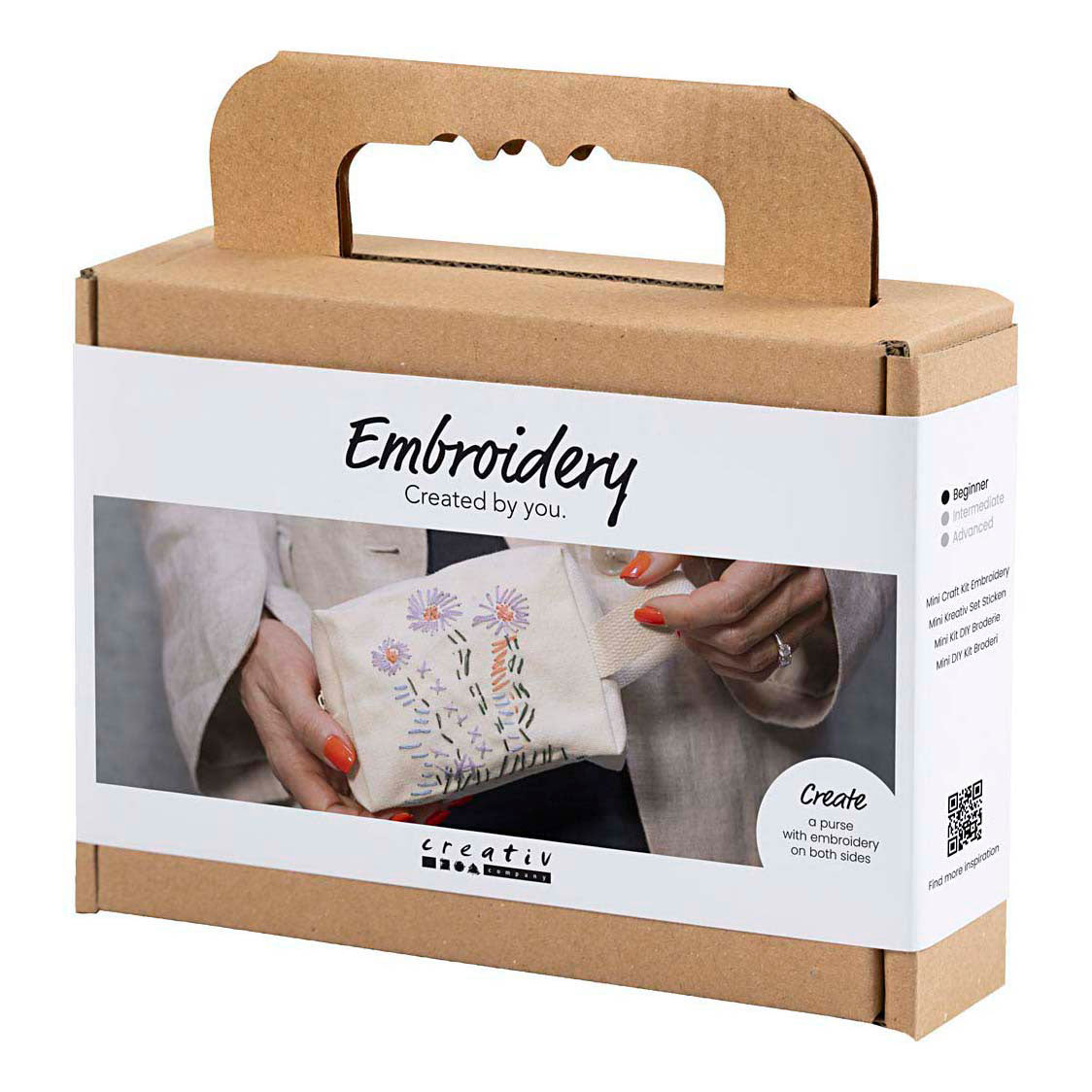 Creativ company mini hobby set broderie, trousse de maquillage, crème, 1 boîte