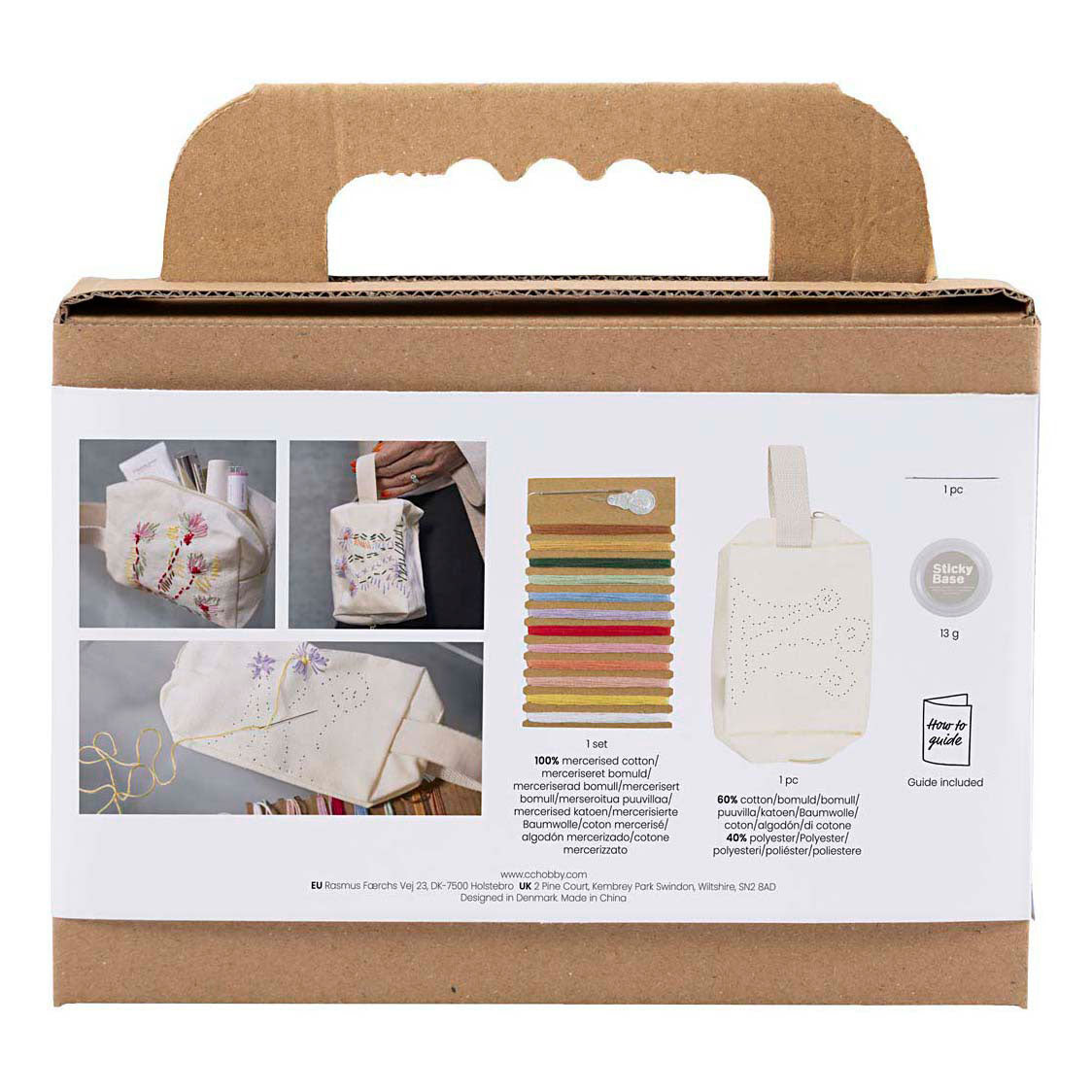 Creativ company mini hobby set broderie, trousse de maquillage, crème, 1 boîte