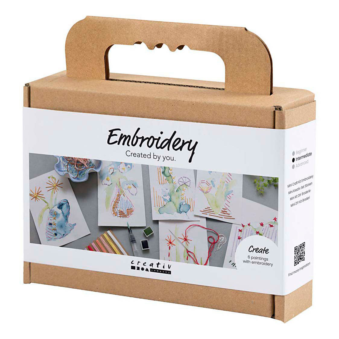 Creativ company mini kit de broderie, peintures avec broderie, différentes couleurs, 1 boîte