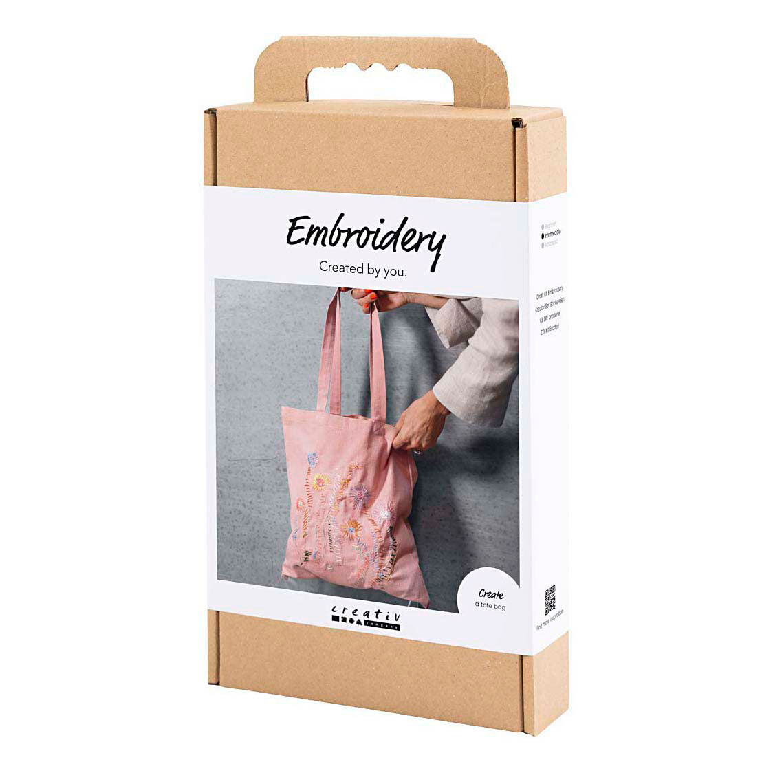 Creativ company kit de broderie, sac de transport, rose clair, 1 boîte