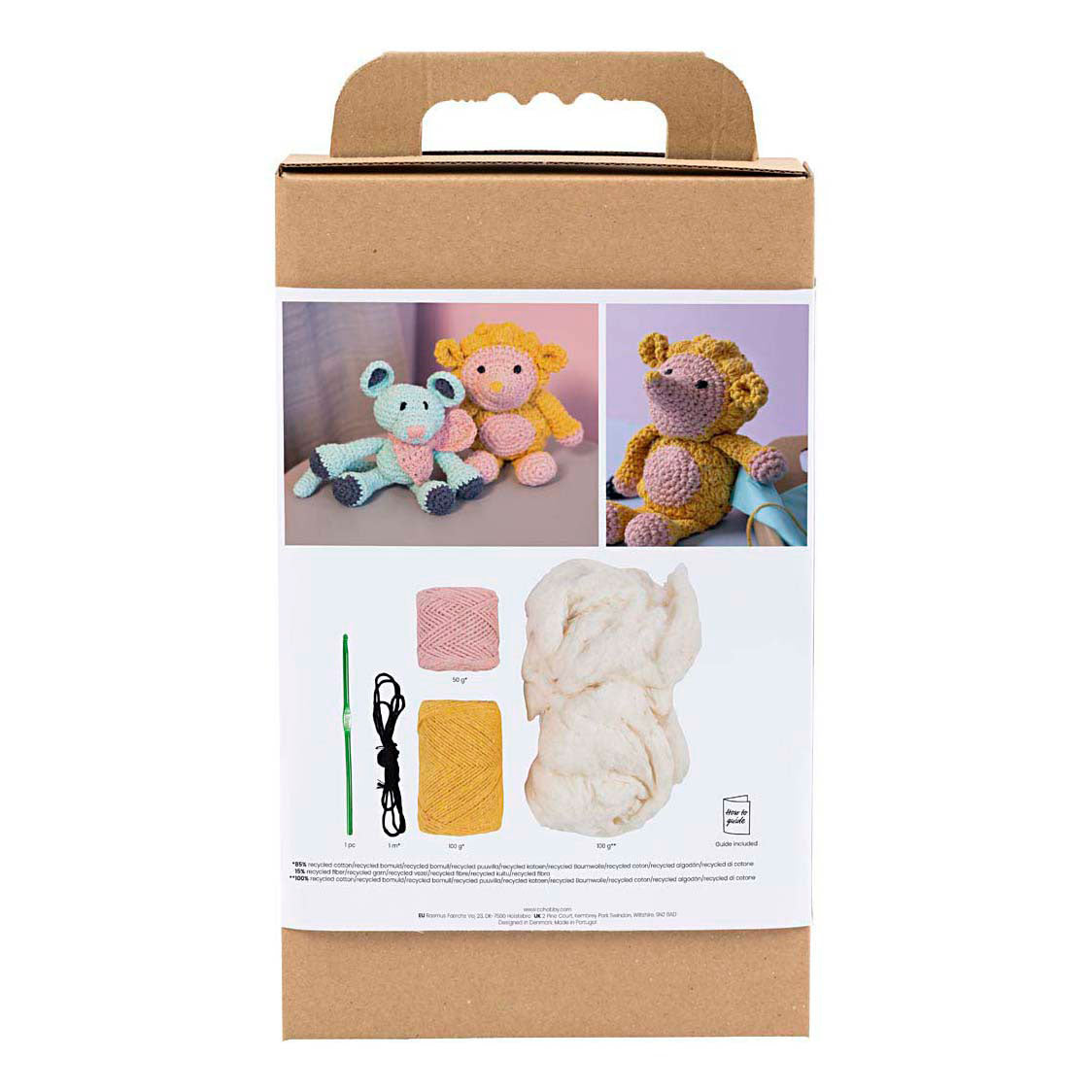 Creativ company hobby set amigurumi, hérisson, rose clair, jaune chaud, 1 boîte