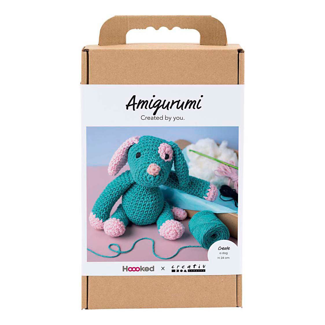 Creativ company hobby set amigurumi, chiot, rose pastel, turquoise foncé, 1 boîte