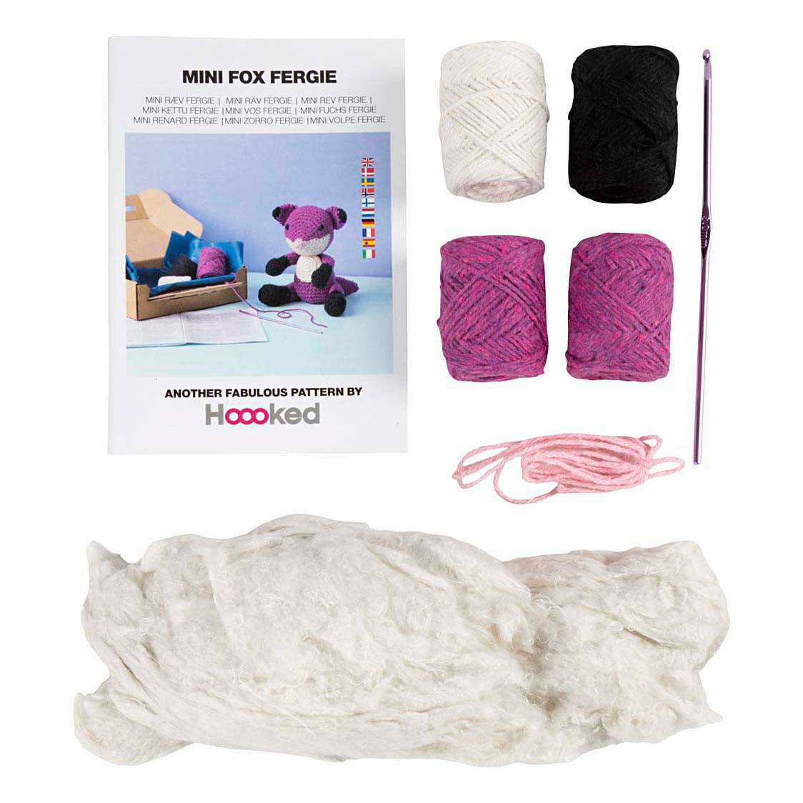 Creativ company hobby set amigurumi, renard, noir, prune, 1 boîte