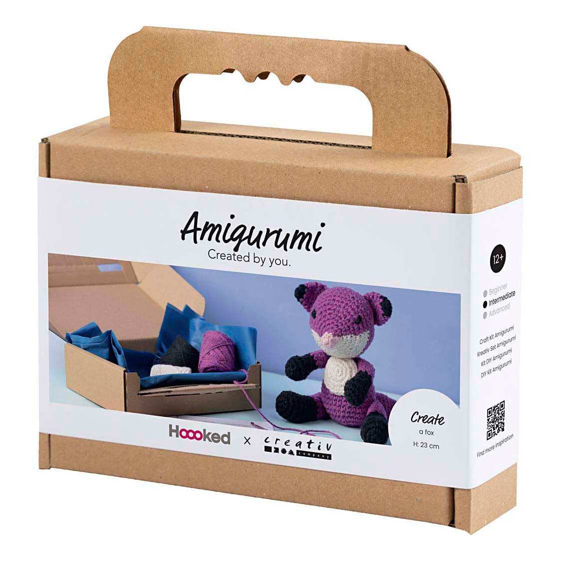 Creativ company hobby set amigurumi, renard, noir, prune, 1 boîte