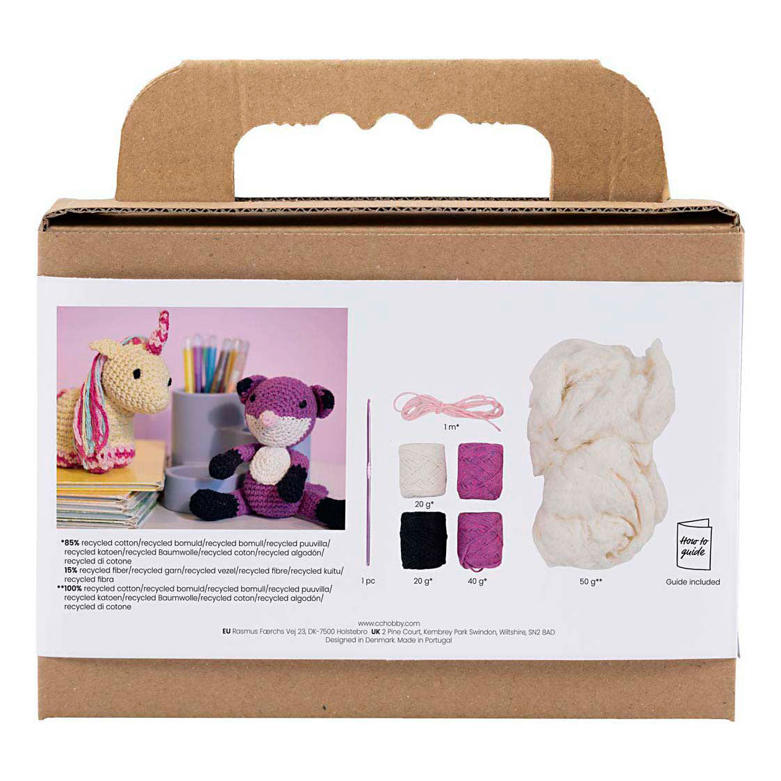Creativ company hobby set amigurumi, renard, noir, prune, 1 boîte