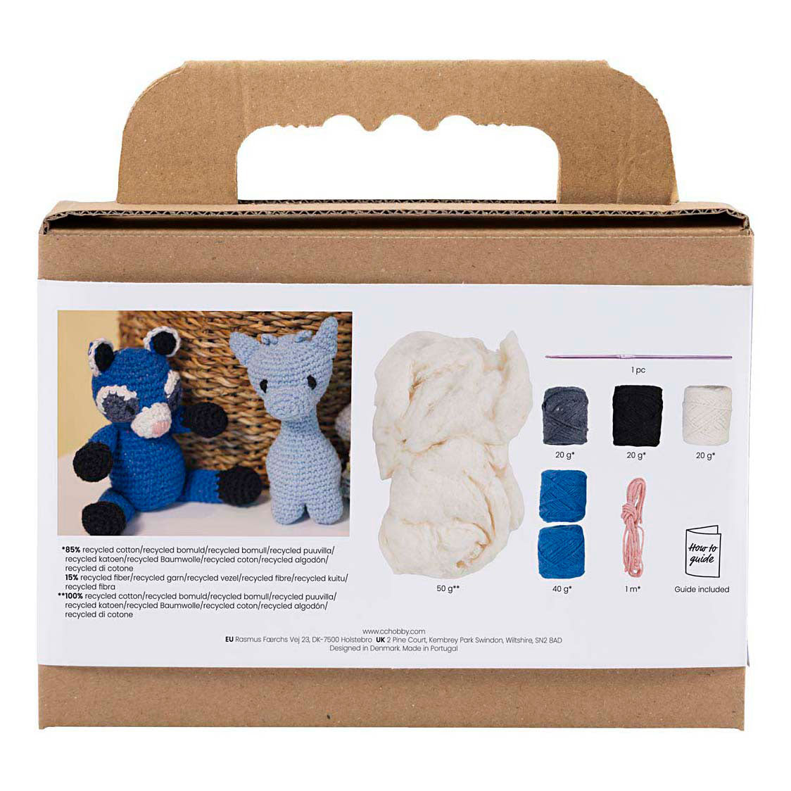Creativ company hobby set amigurumi, raton laveur, noir, bleu, 1 boîte