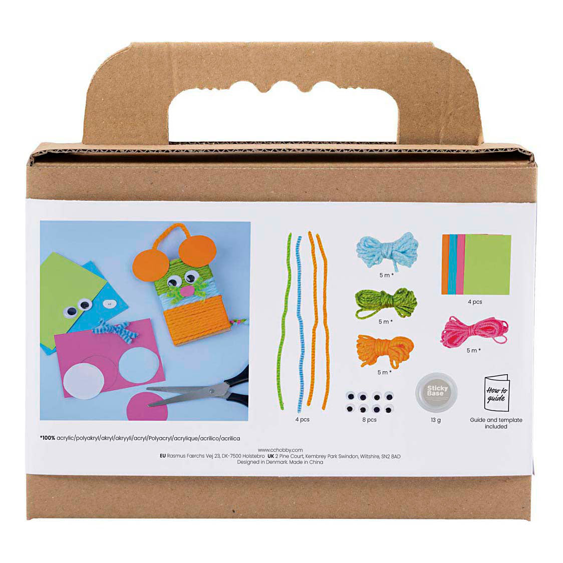 Creativ company mini hobby set décoration, souris et hiboux, différentes couleurs, 1 boîte
