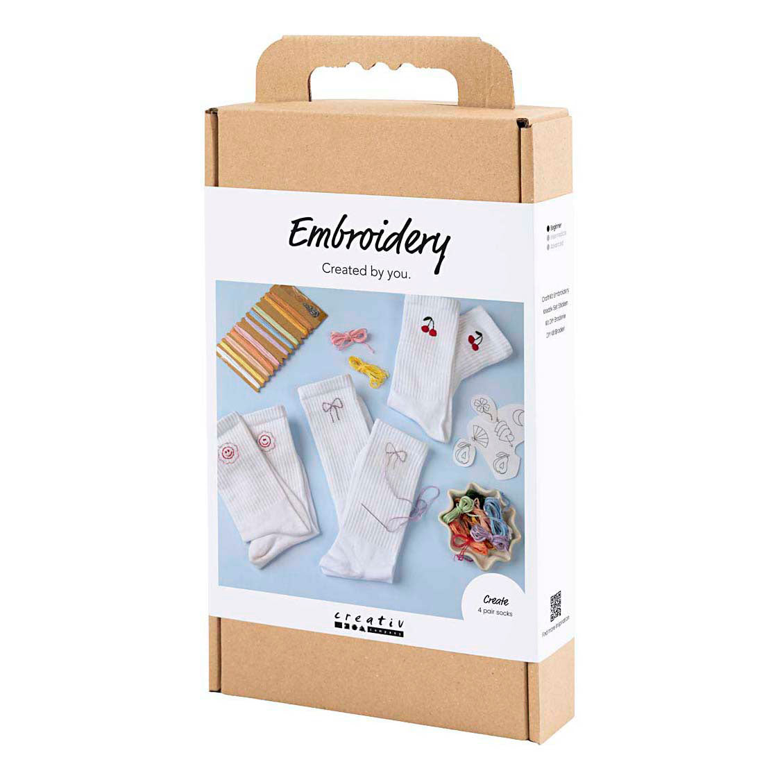 Creativ company hobby set broderie, chaussettes, blanc, 1 boîte