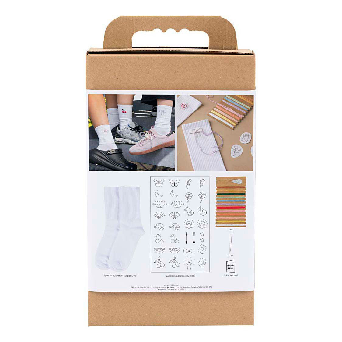 Creativ company hobby set broderie, chaussettes, blanc, 1 boîte