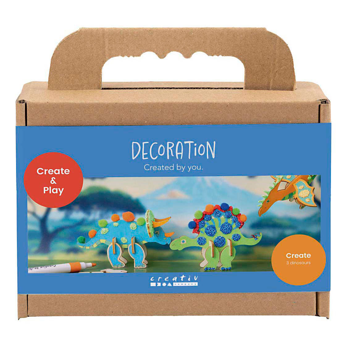 Creativ company mini hobby set décoration, dinosaure, rouge, bleu, vert, orange, 1 boîte