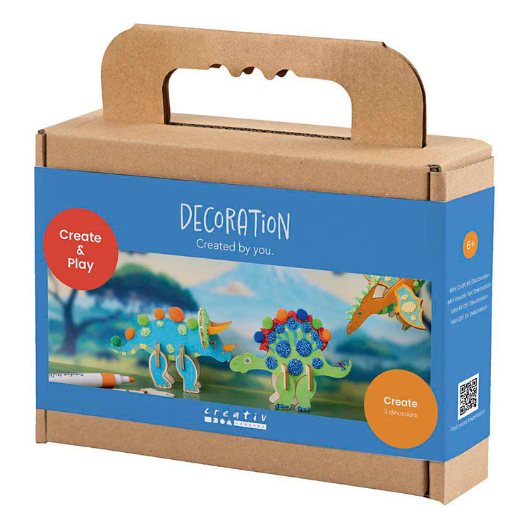 Creativ company mini hobby set décoration, dinosaure, rouge, bleu, vert, orange, 1 boîte