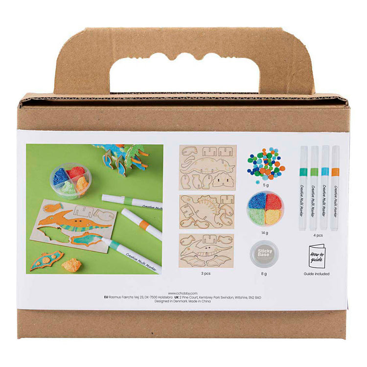 Creativ company mini hobby set décoration, dinosaure, rouge, bleu, vert, orange, 1 boîte