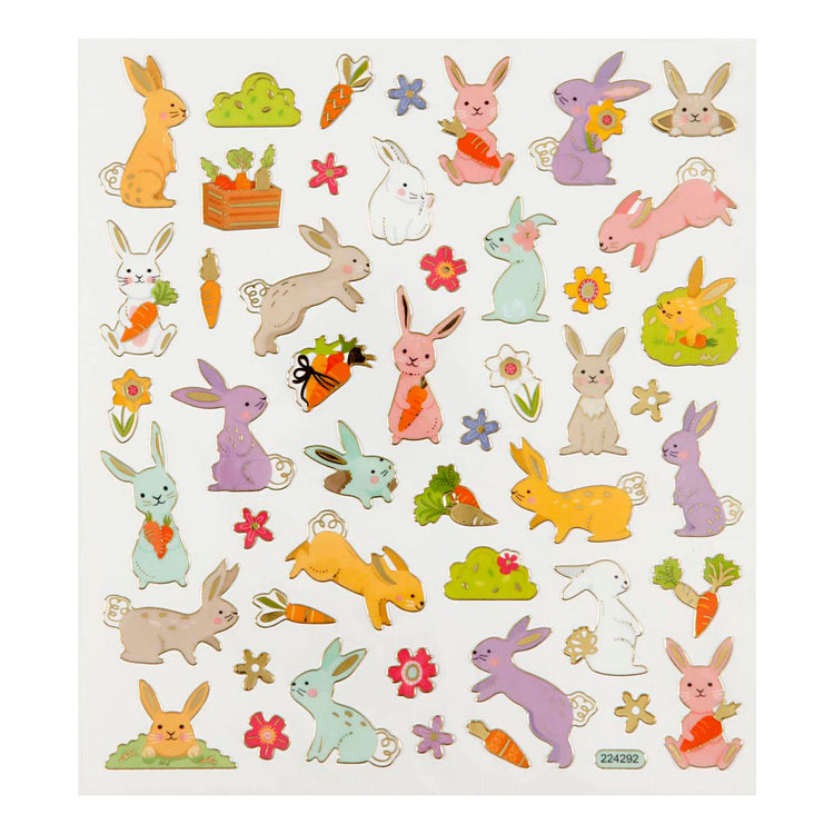 Autocollants Creativ company, lapin de Pâques, feuille 15x16,5 cm, env. 50 pièces, 1 feuille