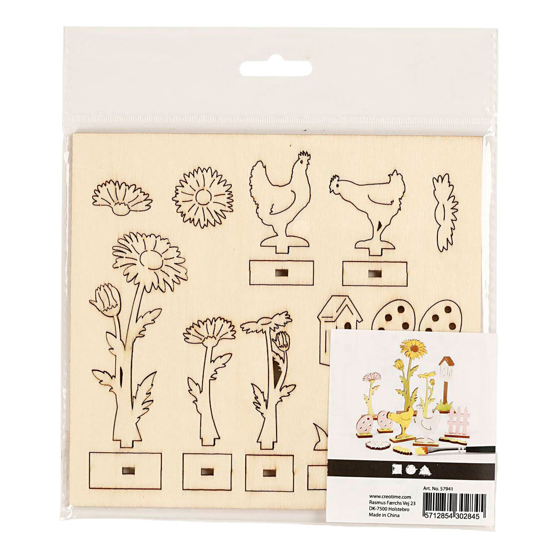 Creativ company figurines en bois DIY, l : 15,5 cm, l : 17 cm, épaisseur 3 mm, 1 boîte