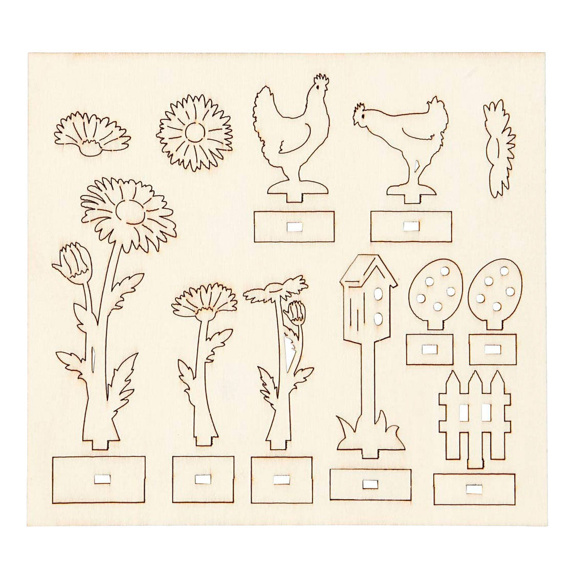 Creativ company figurines en bois DIY, l : 15,5 cm, l : 17 cm, épaisseur 3 mm, 1 boîte