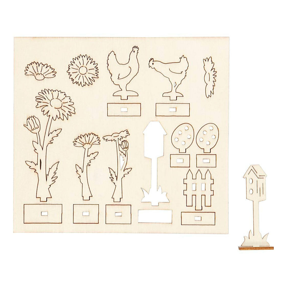 Creativ company figurines en bois DIY, l : 15,5 cm, l : 17 cm, épaisseur 3 mm, 1 boîte