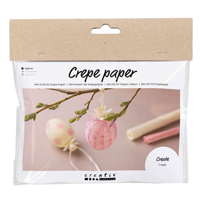 Creativ company mini hobby set papier crépon, œufs, rose clair, jaune clair, 1 boîte