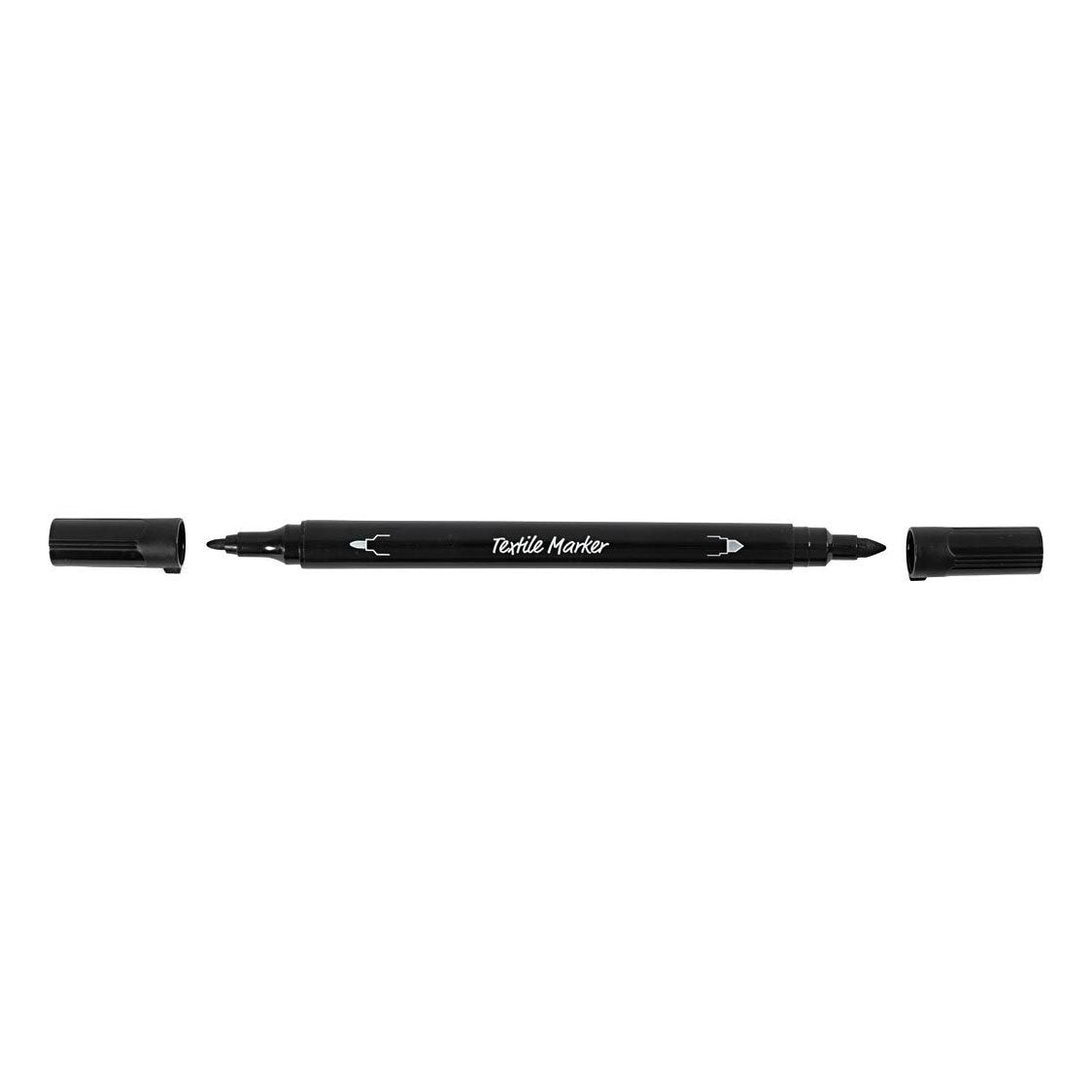 Marqueurs textiles Creativ company, largeur de trait 2,3 + 3,6 mm, noirs, 6 pièces 1 boîte