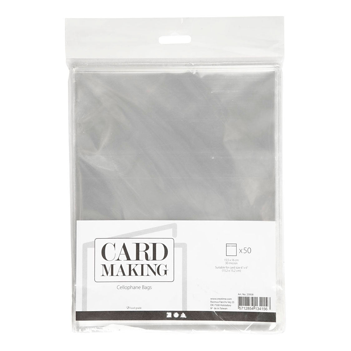 Sachets cellophane Creativ company, h: 16 cm, l: 16 cm, épaisseur 30 my, 50 pièces 1 boîte