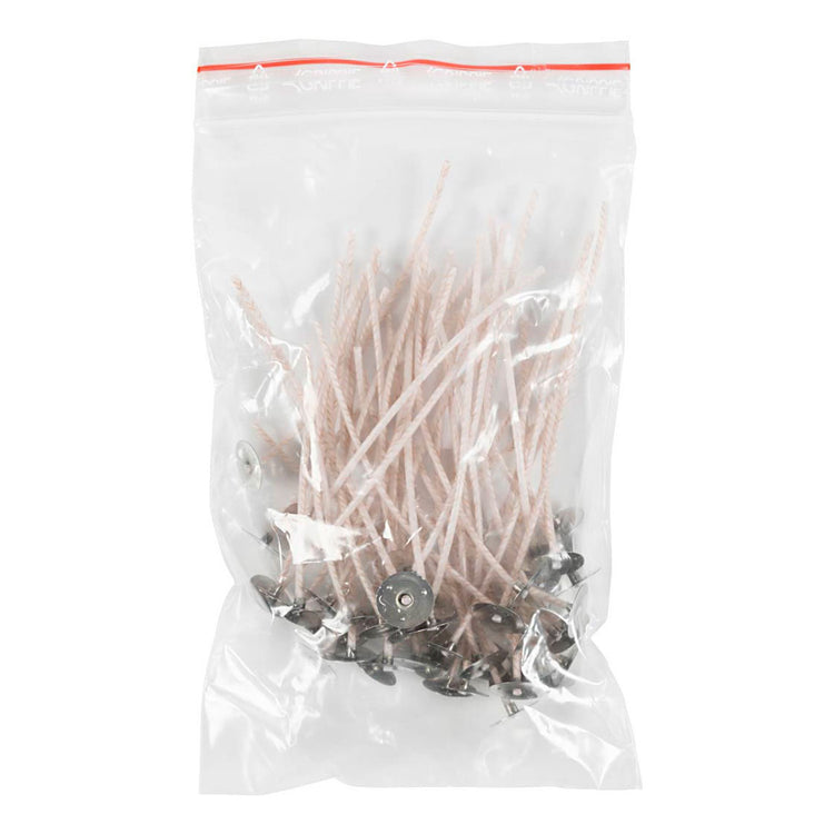 Mèches pour bougies en bougeoir, adaptées aux bougeoirs d'un diamètre de 20-65 mm, L : 10 cm, épaisseur 2 mm, 50 pièces 1 boîte