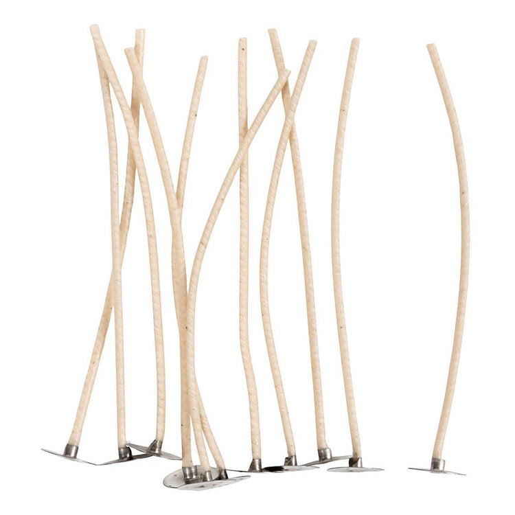 Mèches pour bougies en bougeoir, adaptées aux bougeoirs d'un diamètre de 20-65 mm, L : 110 mm, épaisseur 2 mm, 10 pièces 1 boîte