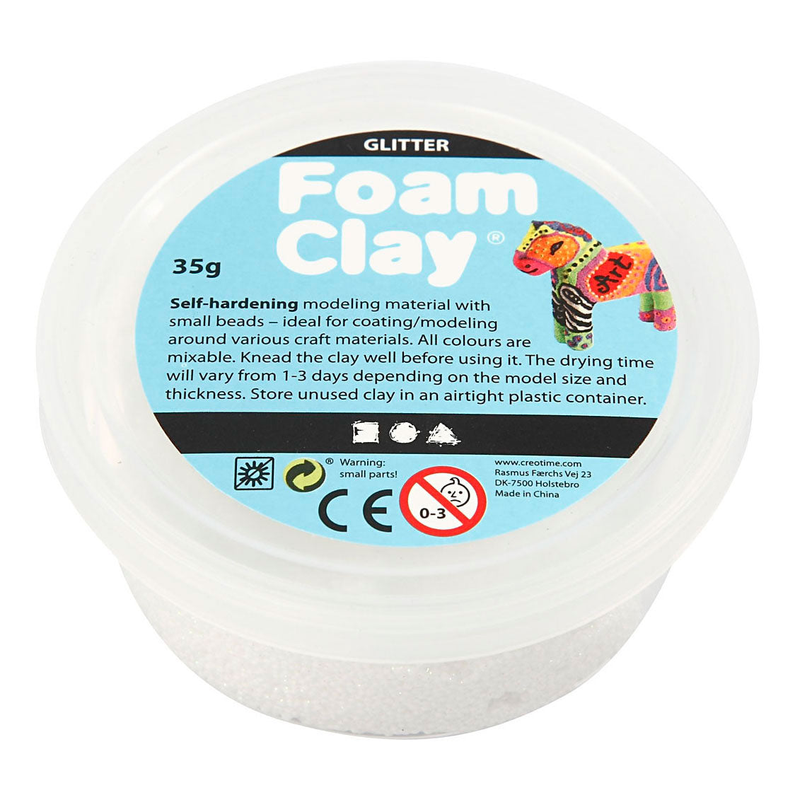 Argile Foam ®, pailletée, blanche, 35 gr 1 boîte