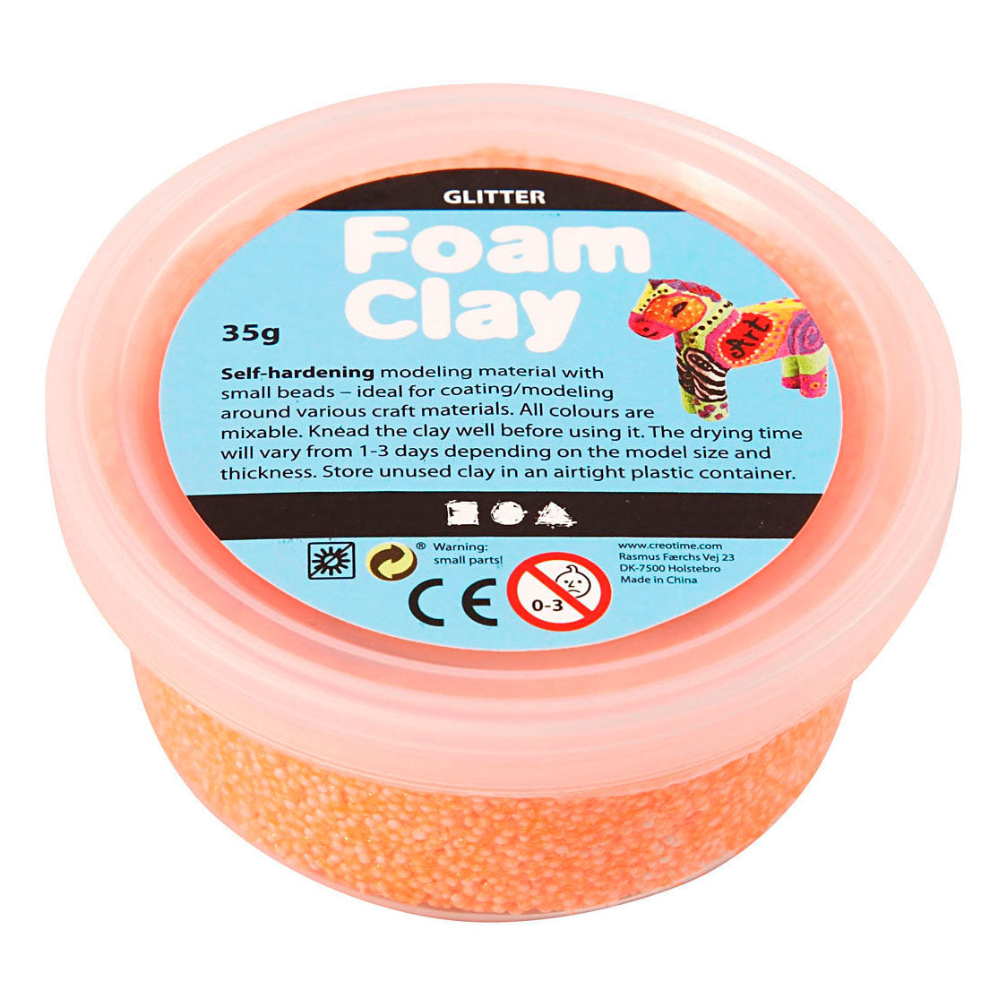 Argile Foam ®, pailletée, orange, 35 gr 1 boîte