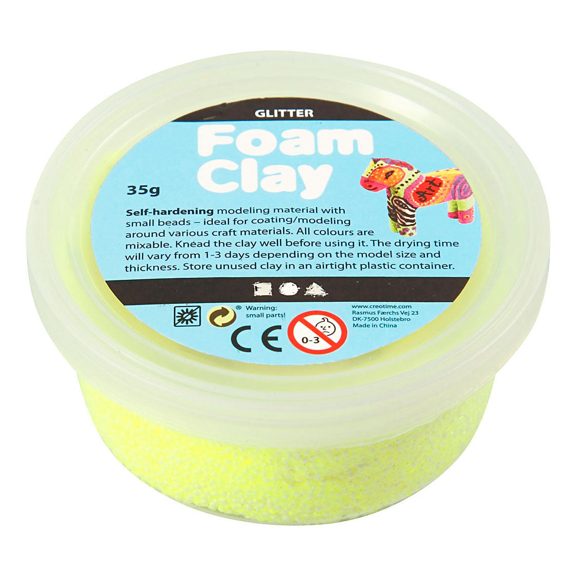 Foam Clay ®, pailletée, jaune, 35 gr 1 boîte