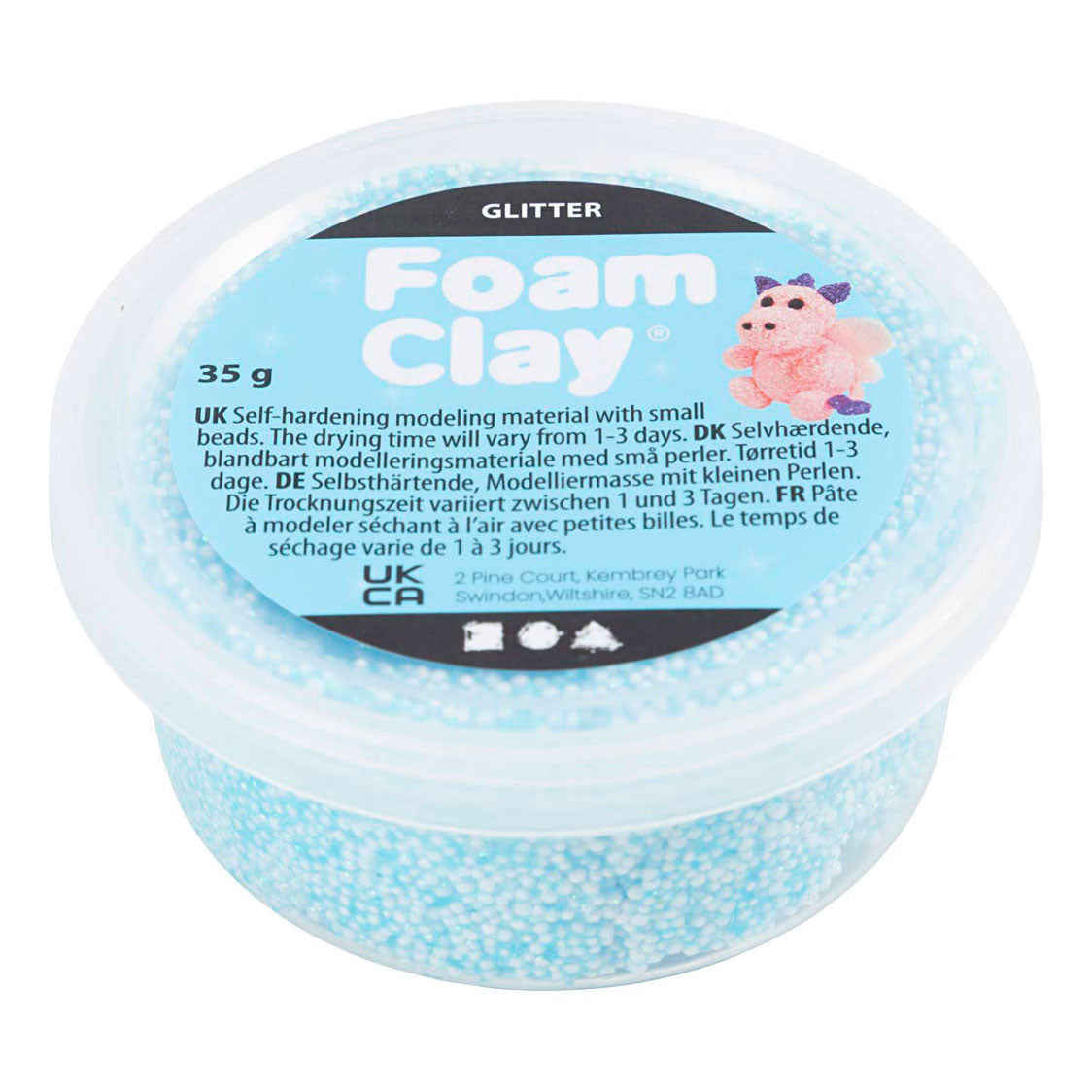 Creativ company argile mousse pailletée bleu clair - 35gr.
