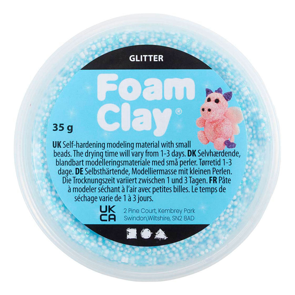 Creativ company argile mousse pailletée bleu clair - 35gr.
