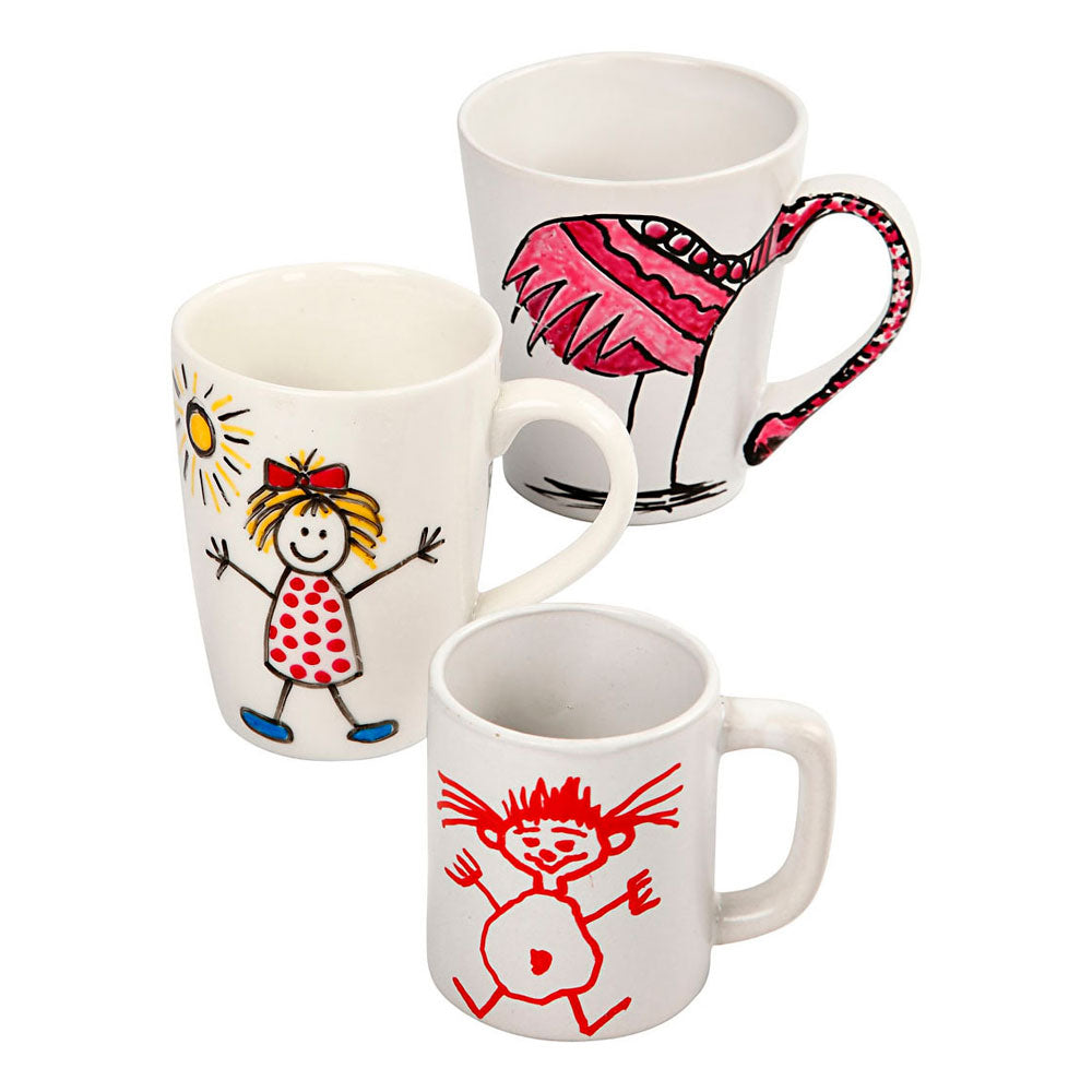 Ensemble de tasses à peindre, h: 7-10 cm, blanc, 1 set