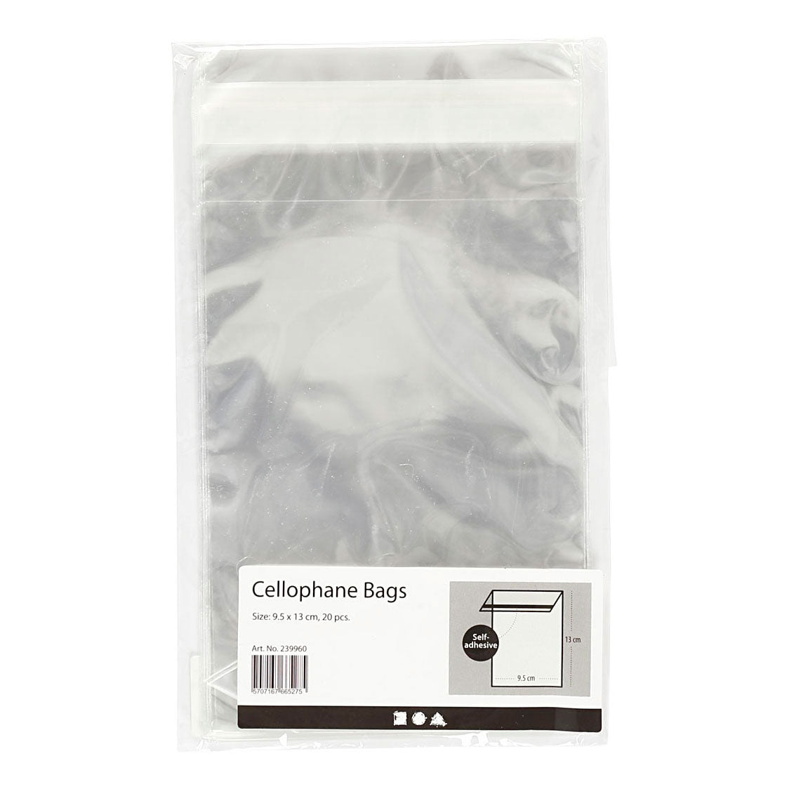 Sachets cellophane Creativ company, h : 12,9 cm, l : 9,7 cm, épaisseur 25 my, 20 pièces 1 boîte