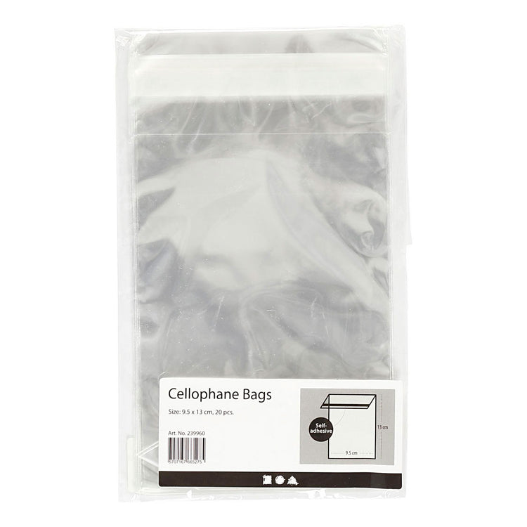 Sachets cellophane Creativ company, h : 12,9 cm, l : 9,7 cm, épaisseur 25 my, 20 pièces 1 boîte