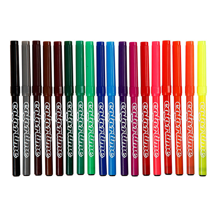 Marqueurs Colortime, épaisseur de trait 2 mm, différentes couleurs, 18 pièces, 1 boîte
