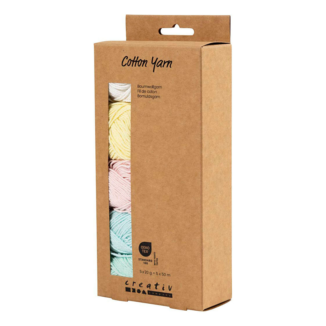 Fil de coton Creativ company, taille 8 4, l: 5x50 m, couleurs pastel, 5x20 g 1 boîte