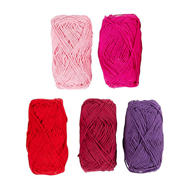 Fil de coton Creativ company, taille 8 4, l: 5x50 m, harmonie rose violet, 5x20 g 1 boîte