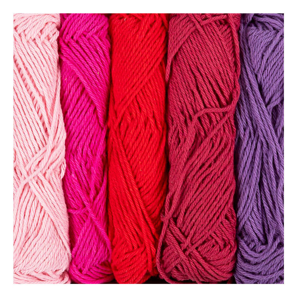 Fil de coton Creativ company, taille 8 4, l: 5x50 m, harmonie rose violet, 5x20 g 1 boîte
